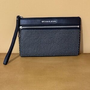 Michael Kors Black and Silver Studded Wristlet